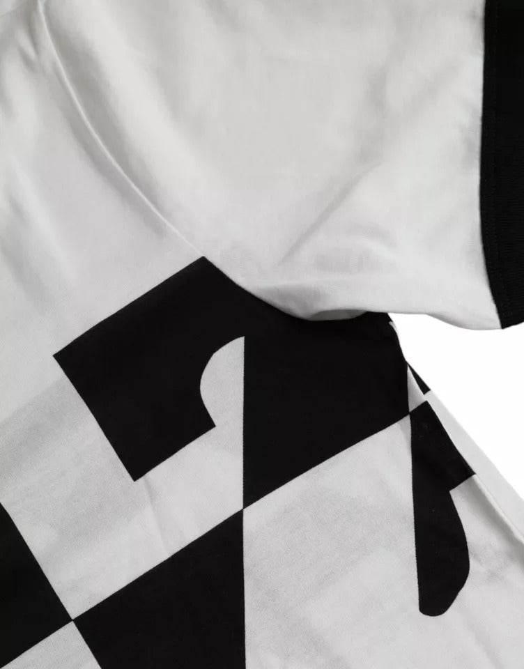 Dolce & Gabbana Black White Jazz Print Cotton Short Sleeves T-shirt - Hilstor