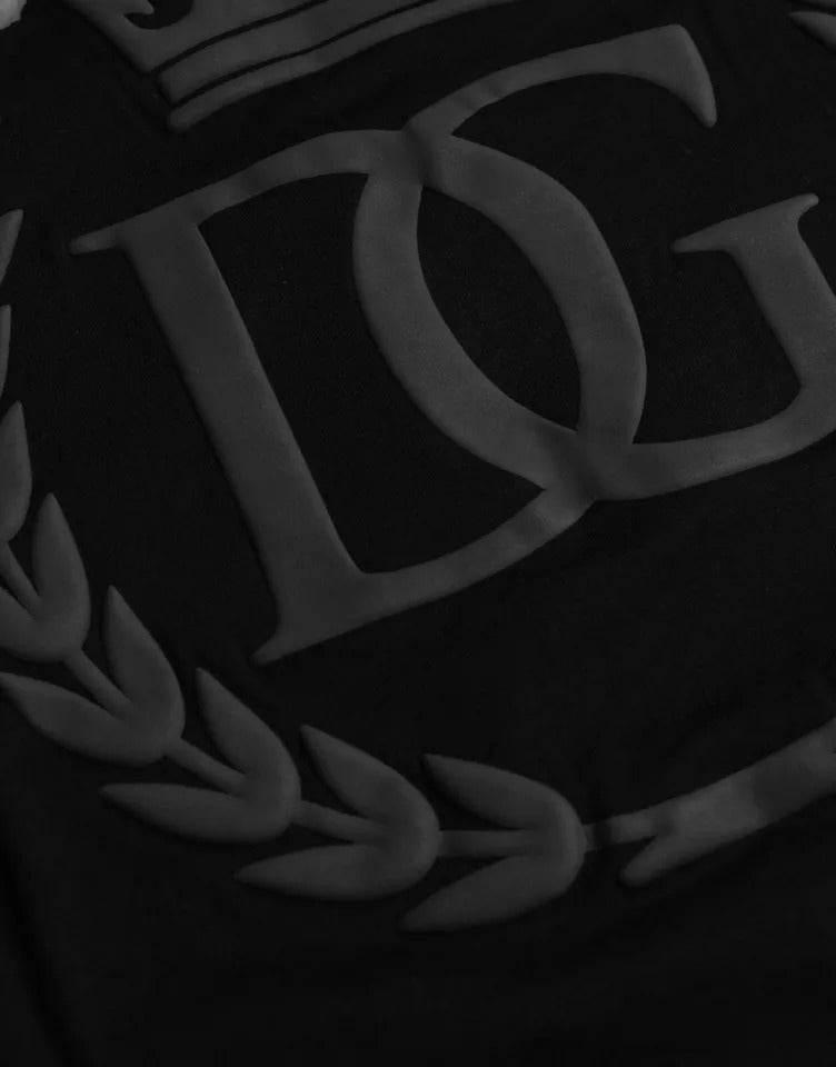 Dolce & Gabbana Black Logo Embossed Cotton Crew Neck T-shirt - Hilstor