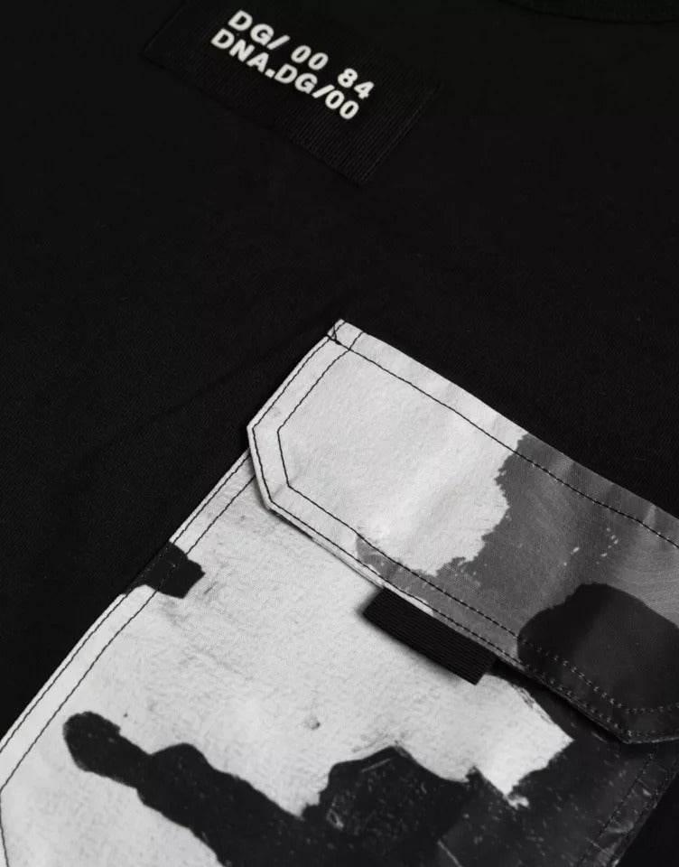 Dolce & Gabbana Black Cotton Pocket Short Sleeves Men T-shirt - Hilstor