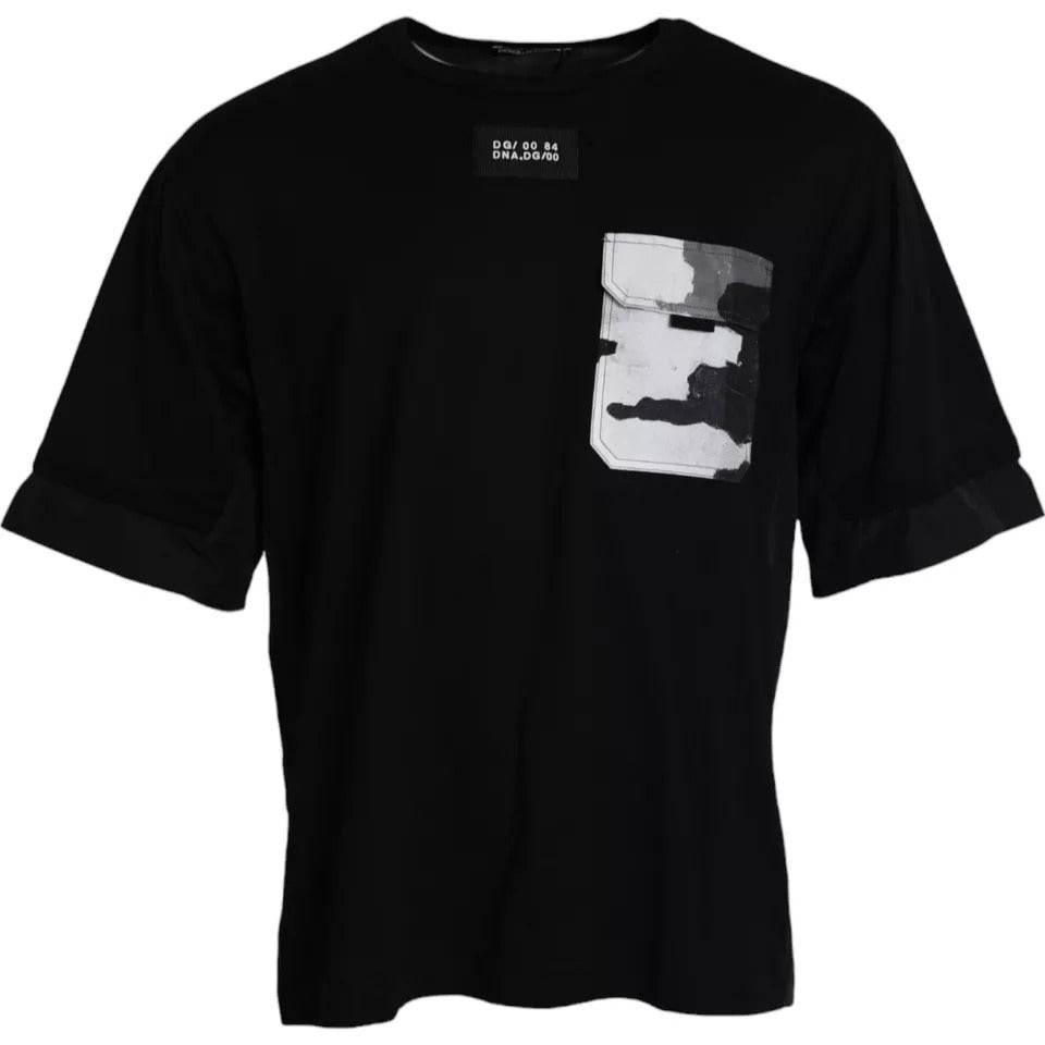 Dolce & Gabbana Black Cotton Pocket Short Sleeves Men T-shirt - Hilstor