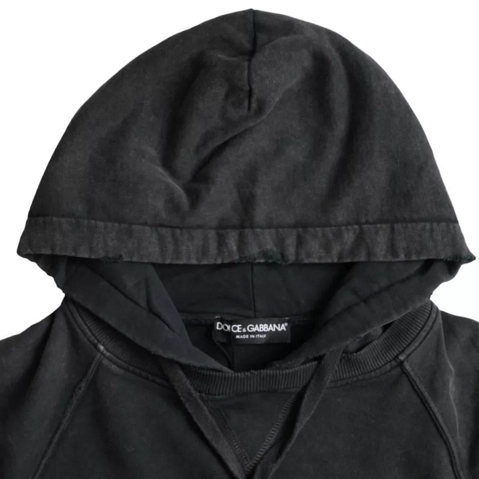Dolce & Gabbana Black Cotton Hooded Short Sleeves Cropped T-shirt - Hilstor