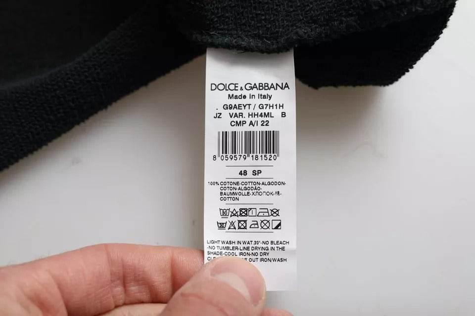 Dolce & Gabbana Black Cotton Hooded Short Sleeves Cropped T-shirt - Hilstor