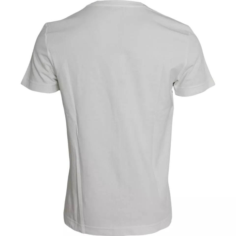 Dolce & Gabbana White Bandana Print Cotton Short Sleeves Men T-shirt - Hilstor