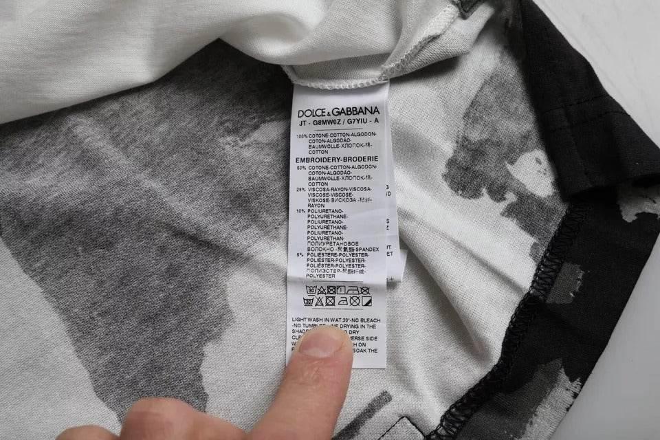 Dolce & Gabbana Black White Camouflage Round Neck T-shirt - Hilstor