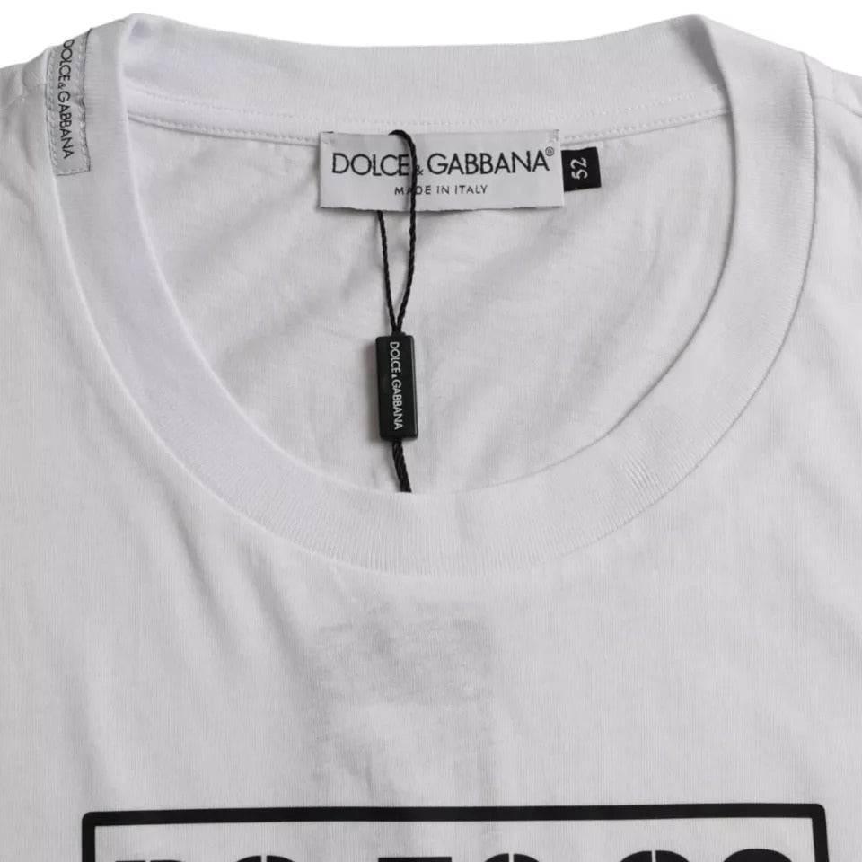 Dolce & Gabbana White Logo Round Neck Short Sleeves T-shirt - Hilstor