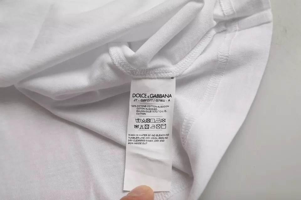 Dolce & Gabbana White Logo Round Neck Short Sleeves T-shirt - Hilstor