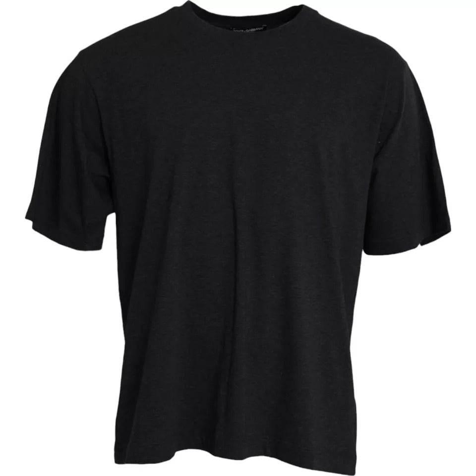 Dolce & Gabbana Black Cotton Crew Neck Short Sleeves T-shirt - Hilstor