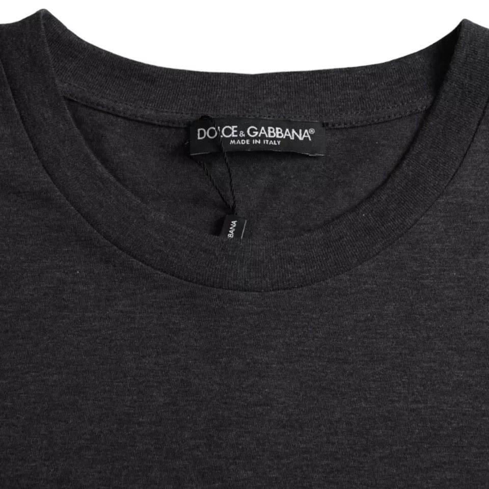 Dolce & Gabbana Black Cotton Crew Neck Short Sleeves T-shirt - Hilstor