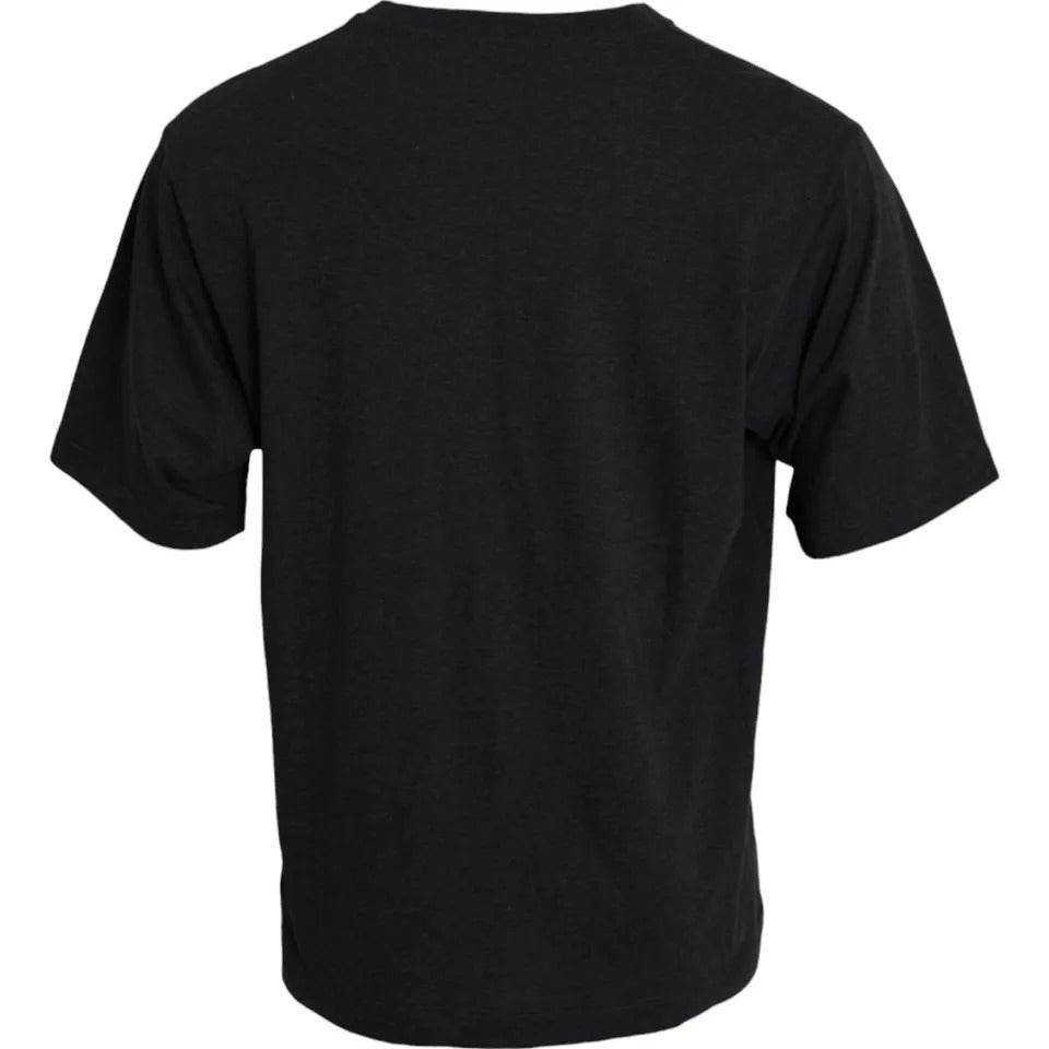 Dolce & Gabbana Black Cotton Crew Neck Short Sleeves T-shirt - Hilstor