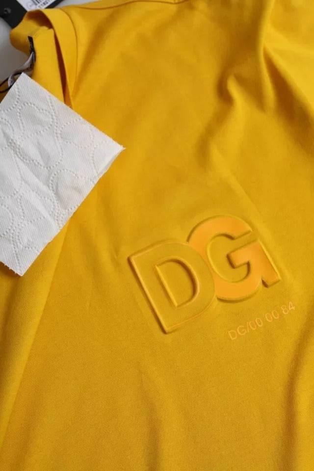 Dolce & Gabbana Dark Yellow Logo Cotton Round Neck T-shirt - Hilstor