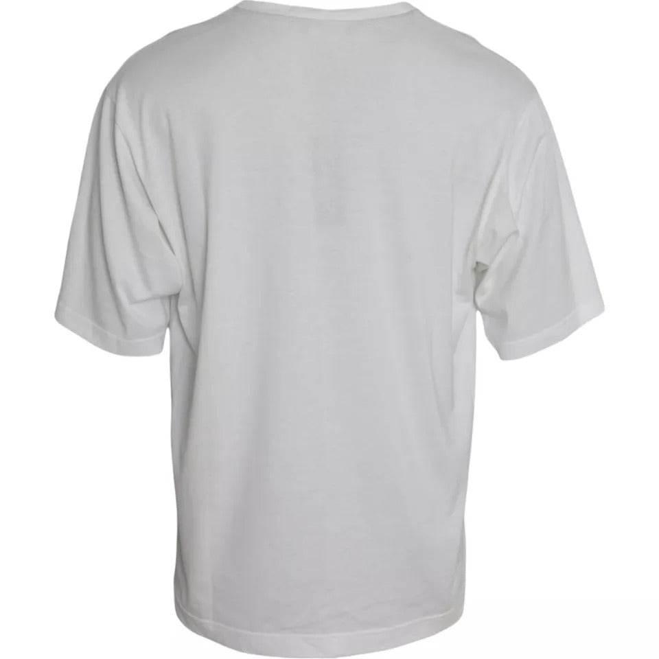 Dolce & Gabbana White Logo Round Neck Short Sleeves T-shirt - Hilstor