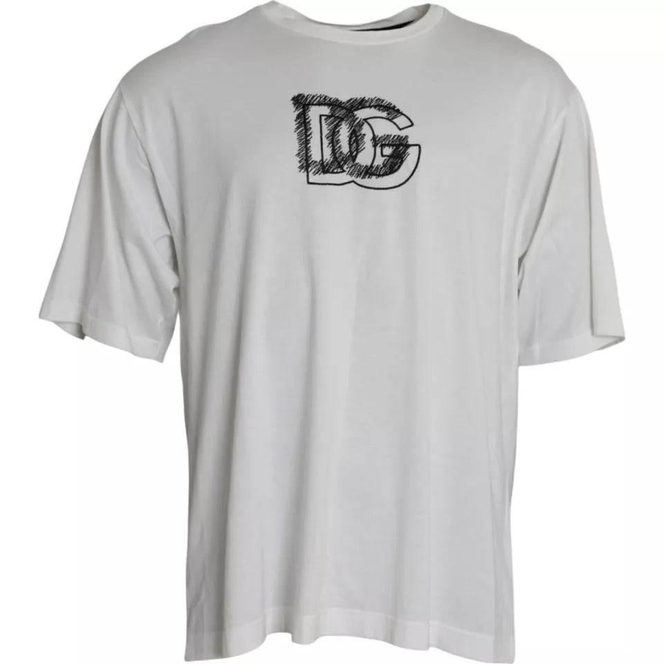 Dolce & Gabbana White Logo Round Neck Short Sleeves T-shirt - Hilstor