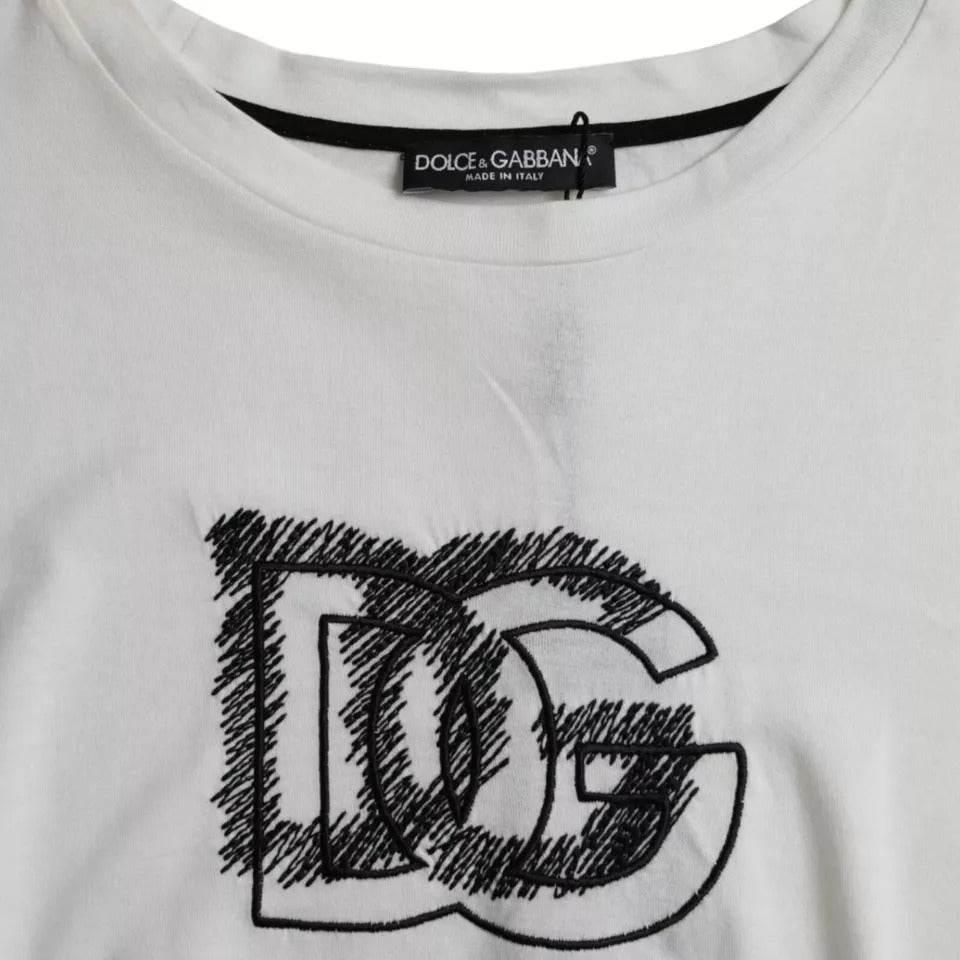 Dolce & Gabbana White Logo Round Neck Short Sleeves T-shirt - Hilstor