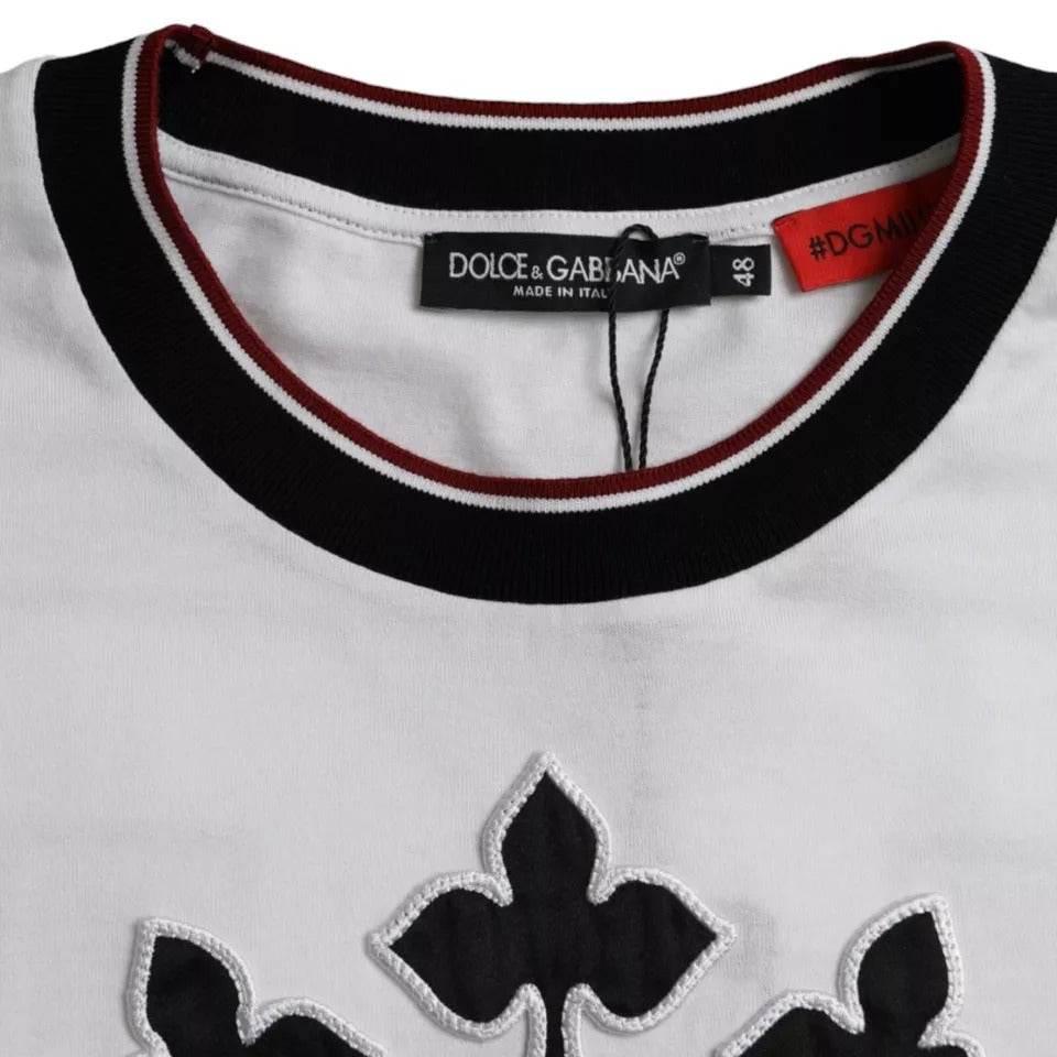 Dolce & Gabbana White Crown King Cotton Crew Neck Men T-shirt - Hilstor
