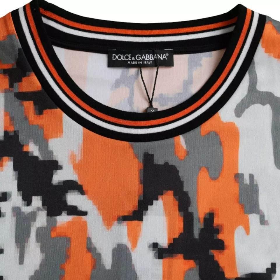 Dolce & Gabbana Multicolor Camouflage Cotton Crew Neck Men T-shirt - Hilstor