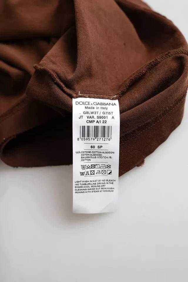Dolce & Gabbana Brown Color Splash Cotton Crew Neck T-shirt - Hilstor