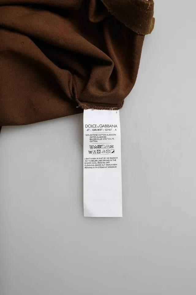 Dolce & Gabbana Brown Color Splash Cotton Crew Neck T-shirt - Hilstor