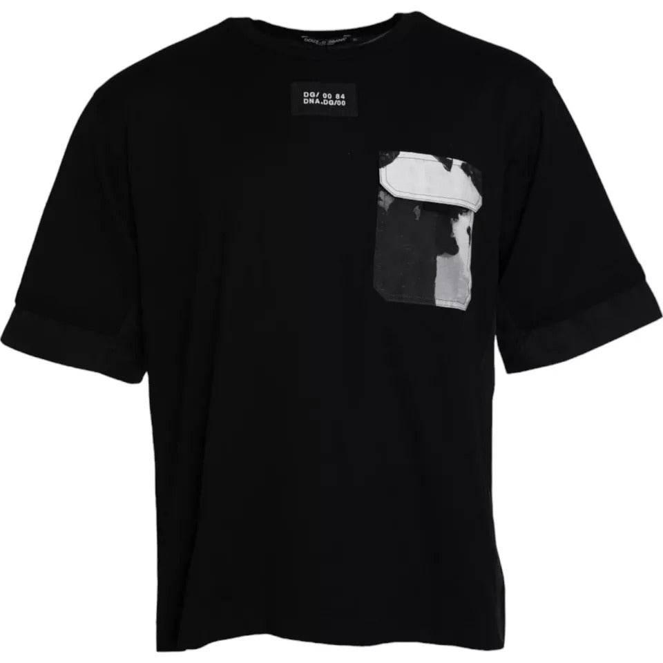 Dolce & Gabbana Black Cotton Pocket Short Sleeves Men T-shirt - Hilstor