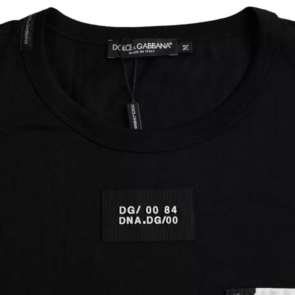 Dolce & Gabbana Black Cotton Pocket Short Sleeves Men T-shirt - Hilstor