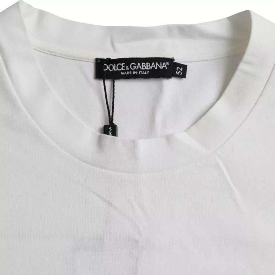 Dolce & Gabbana White Logo Round Neck Short Sleeves T-shirt - Hilstor