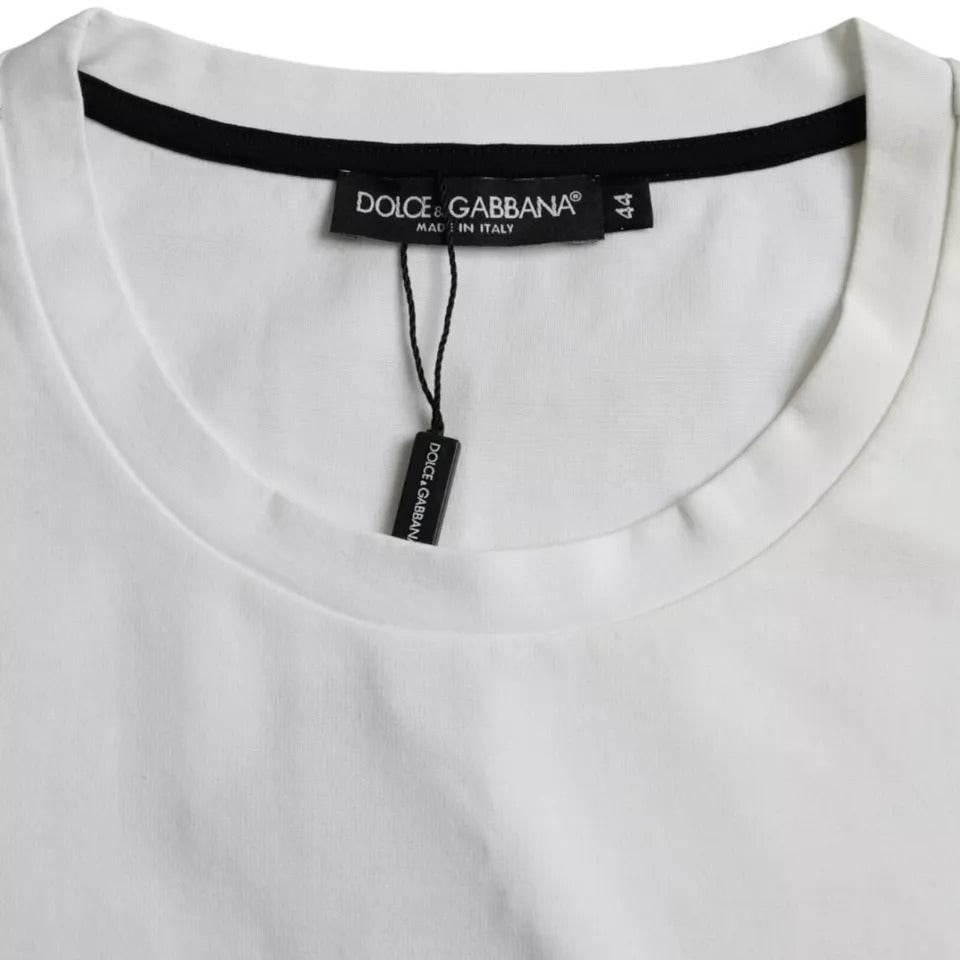 Dolce & Gabbana White Red Lips Print Cotton Men T-shirt - Hilstor
