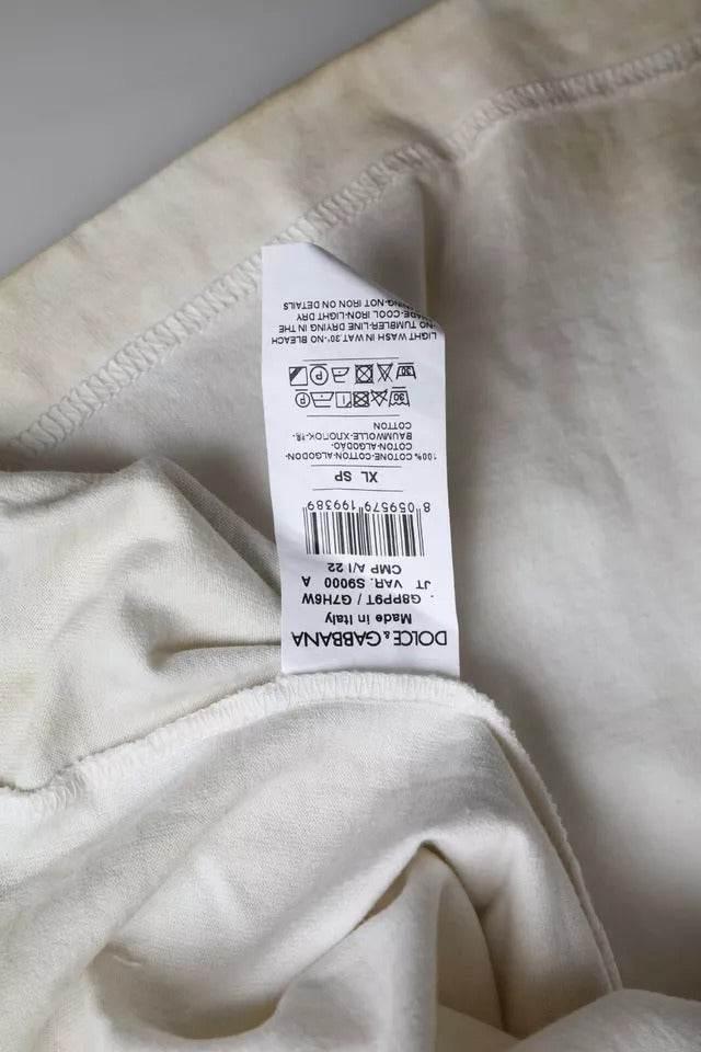 Dolce & Gabbana Off White Logo Cotton Crew Neck T-shirt - Hilstor
