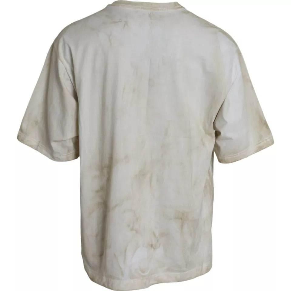 Dolce & Gabbana Off White Logo Cotton Crew Neck T-shirt - Hilstor