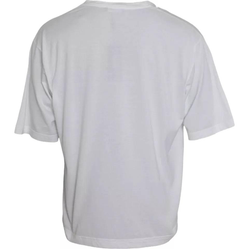Dolce & Gabbana White Cotton Round Neck Short Sleeve T-shirt - Hilstor