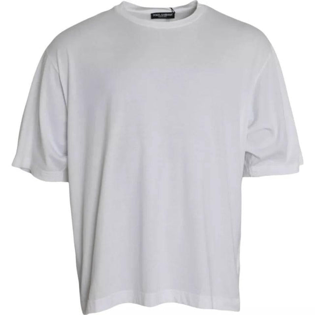 Dolce & Gabbana White Cotton Round Neck Short Sleeve T-shirt - Hilstor