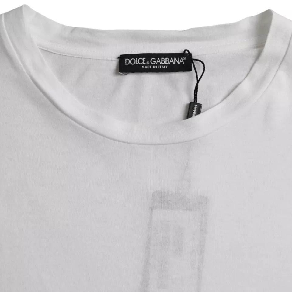 Dolce & Gabbana White Cotton Round Neck Short Sleeve T-shirt - Hilstor