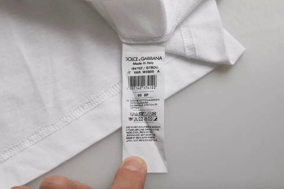 Dolce & Gabbana White Cotton Round Neck Short Sleeve T-shirt - Hilstor