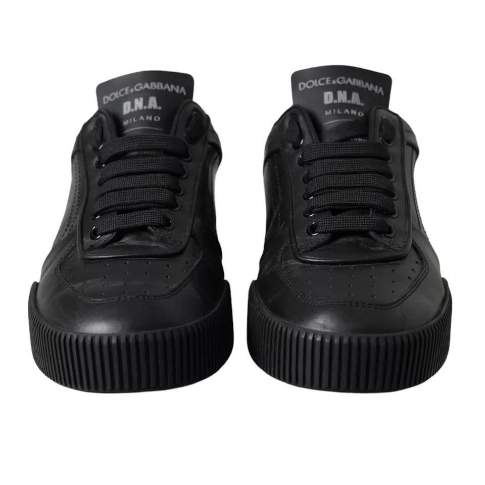 Dolce & Gabbana Black Leather Low Top Sneakers Men Shoes - Hilstor