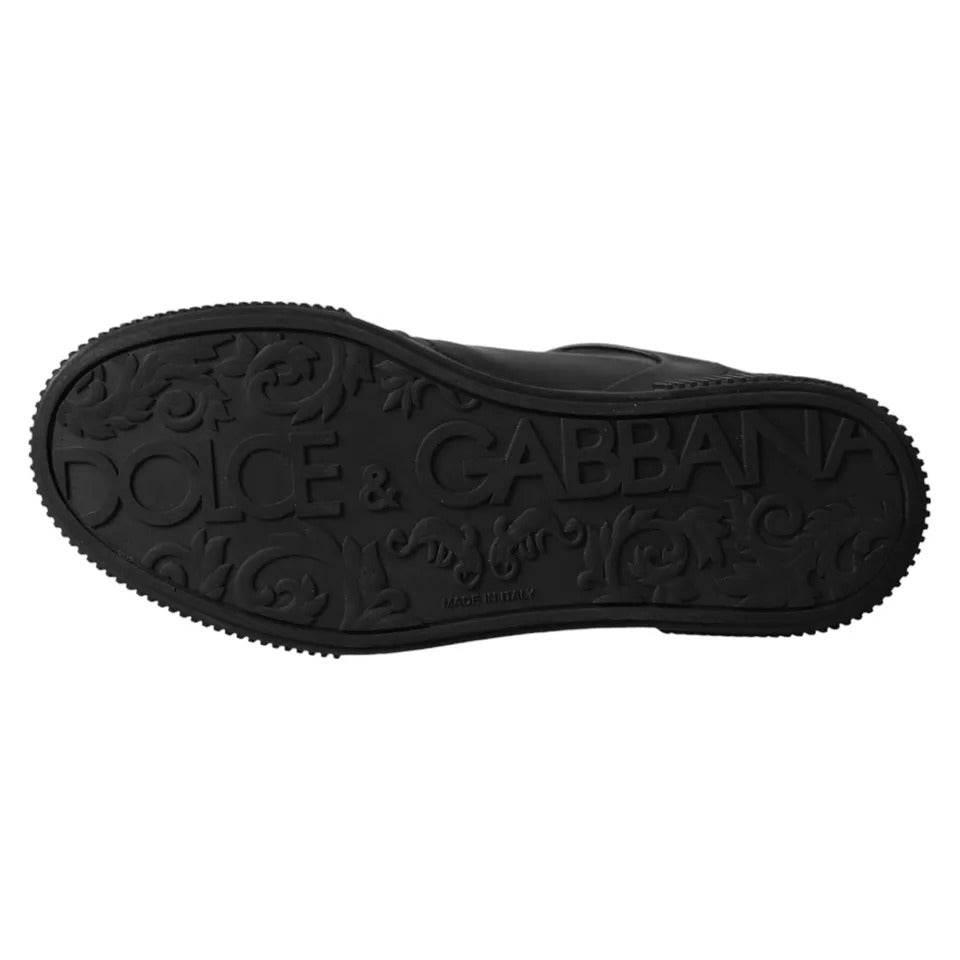 Dolce & Gabbana Black Leather Low Top Sneakers Men Shoes - Hilstor