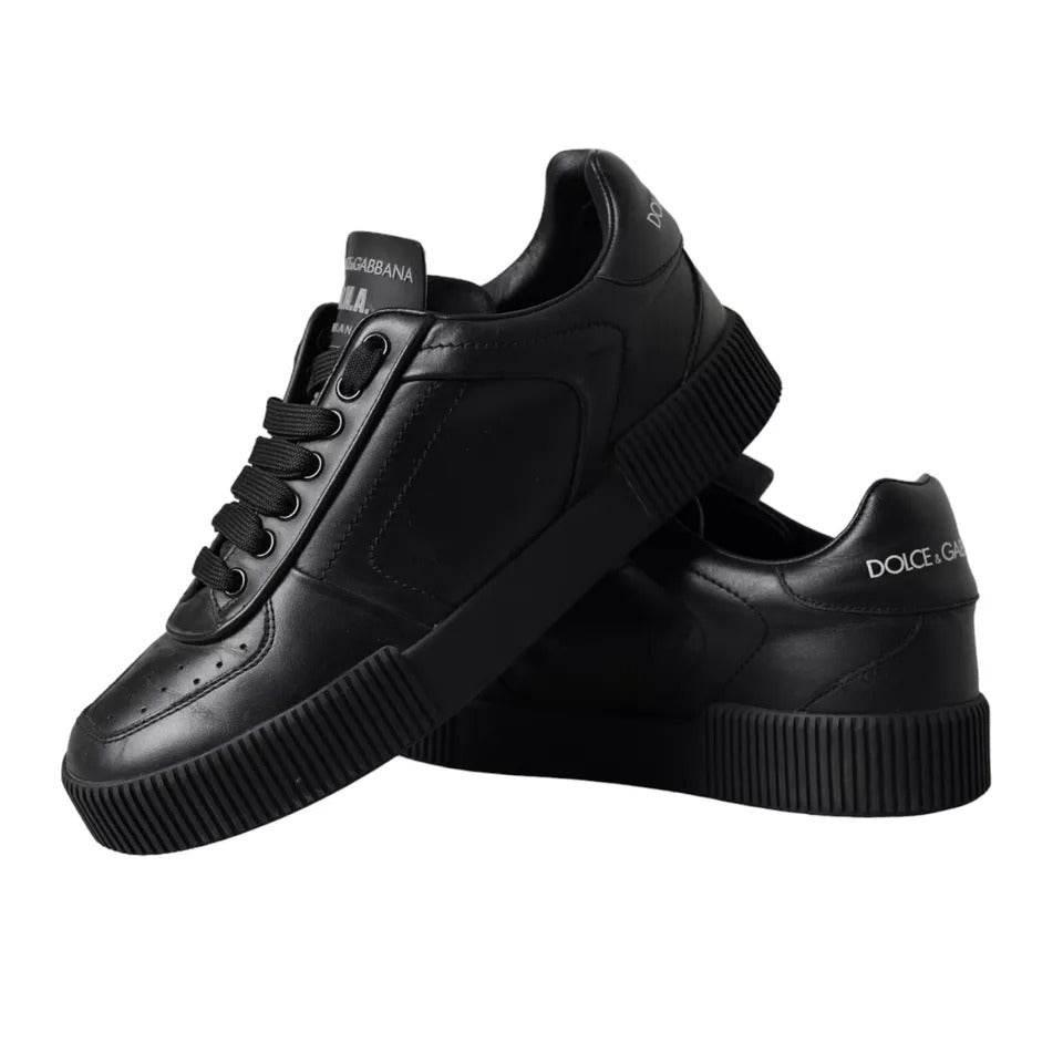 Dolce & Gabbana Black Leather Low Top Sneakers Men Shoes - Hilstor