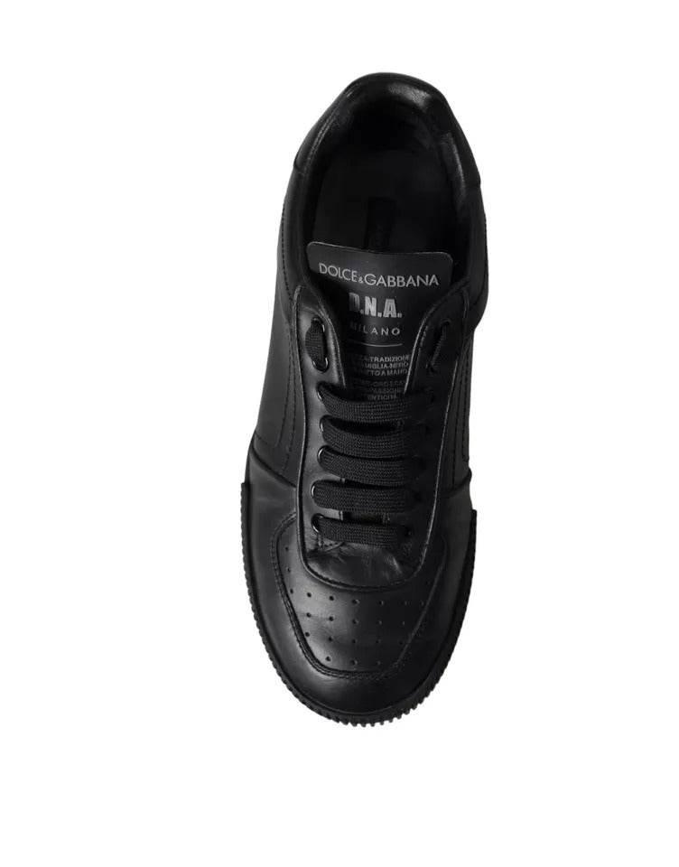Dolce & Gabbana Black Leather Low Top Sneakers Men Shoes - Hilstor