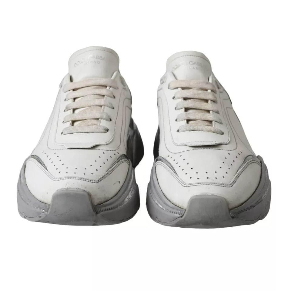 Dolce & Gabbana White Silver Daymaster Low Top Sneakers Shoes - Hilstor