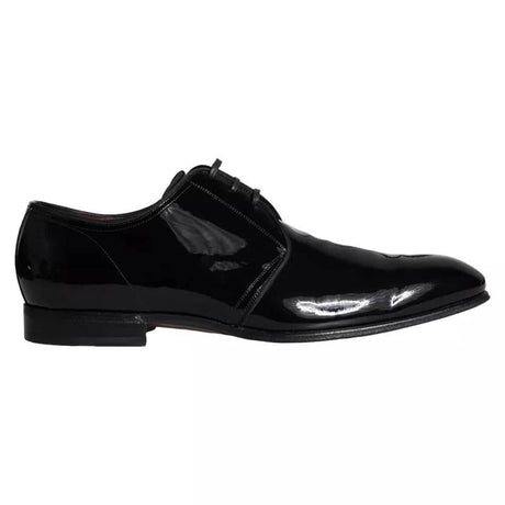 Dolce & Gabbana Black Patent Leather Derby Men Dress Shoes - Hilstor