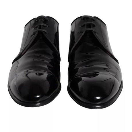 Dolce & Gabbana Black Patent Leather Derby Men Dress Shoes - Hilstor