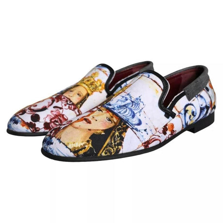 Dolce & Gabbana Multicolor Madonna Majolica Amalfi Men Loafers Shoes - Hilstor