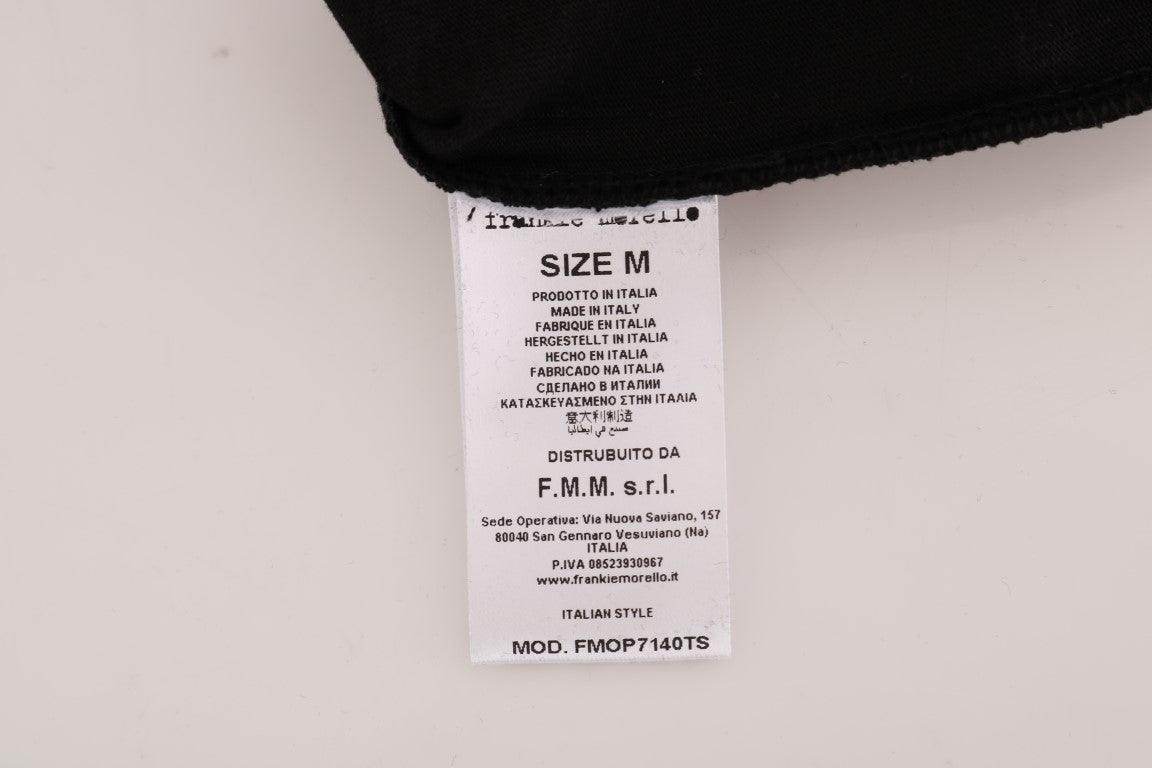 Frankie Morello Black Cotton RIDERS Crewneck T-Shirt - Hilstor