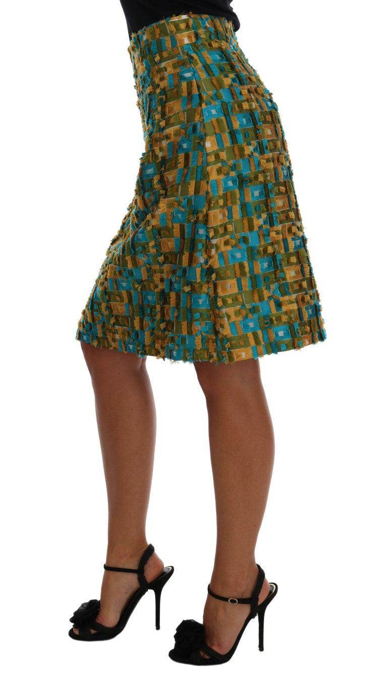 Dolce & Gabbana Elegant Green Jacquard High Waist Skirt - Hilstor