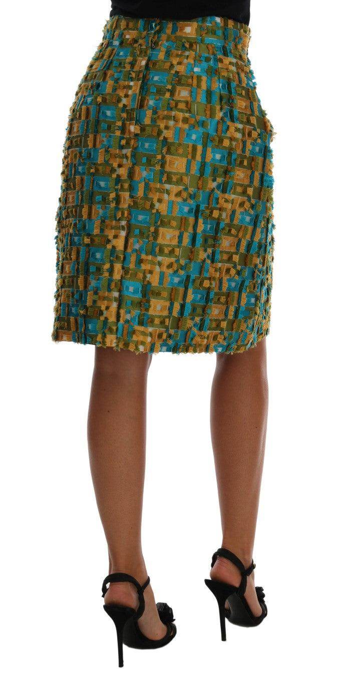 Dolce & Gabbana Elegant Green Jacquard High Waist Skirt - Hilstor
