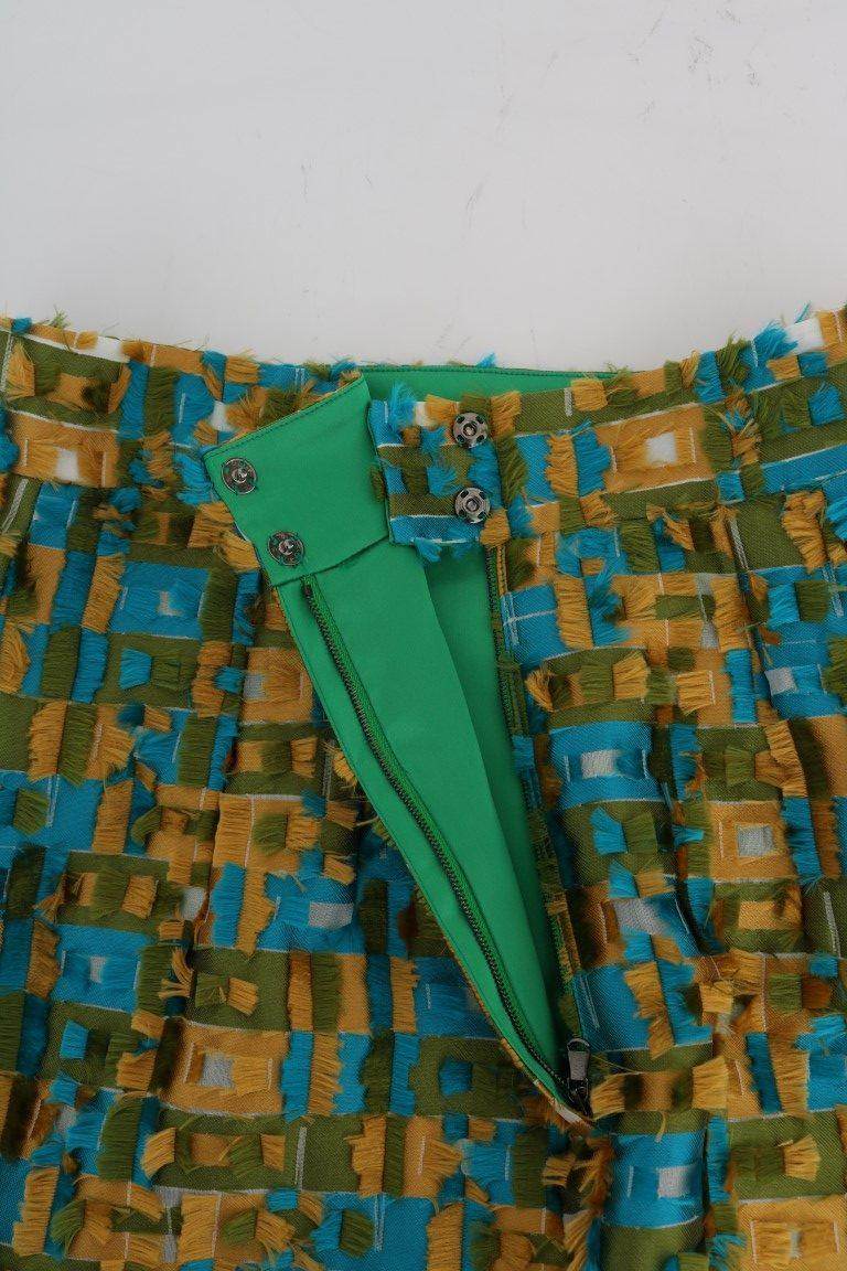 Dolce & Gabbana Elegant Green Jacquard High Waist Skirt - Hilstor