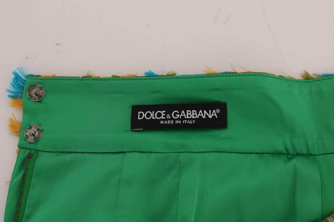 Dolce & Gabbana Elegant Green Jacquard High Waist Skirt - Hilstor