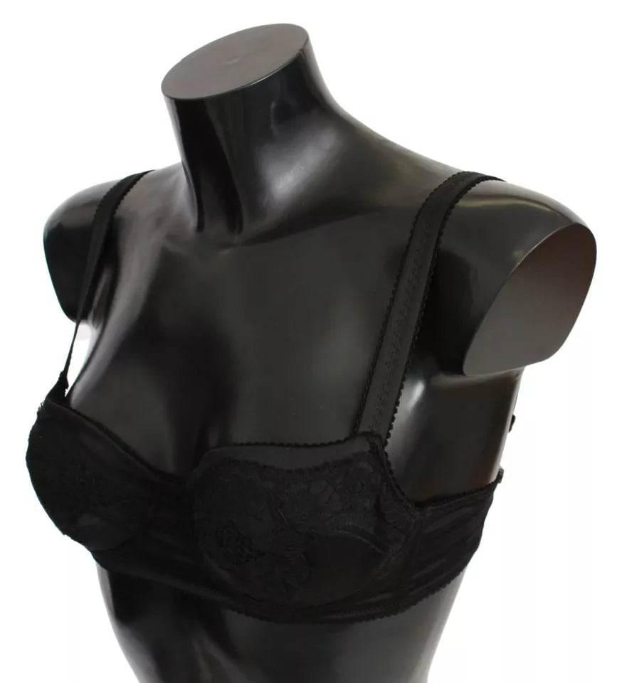 Dolce & Gabbana Black Silk Lace Balconcino Bra Underwear - Hilstor