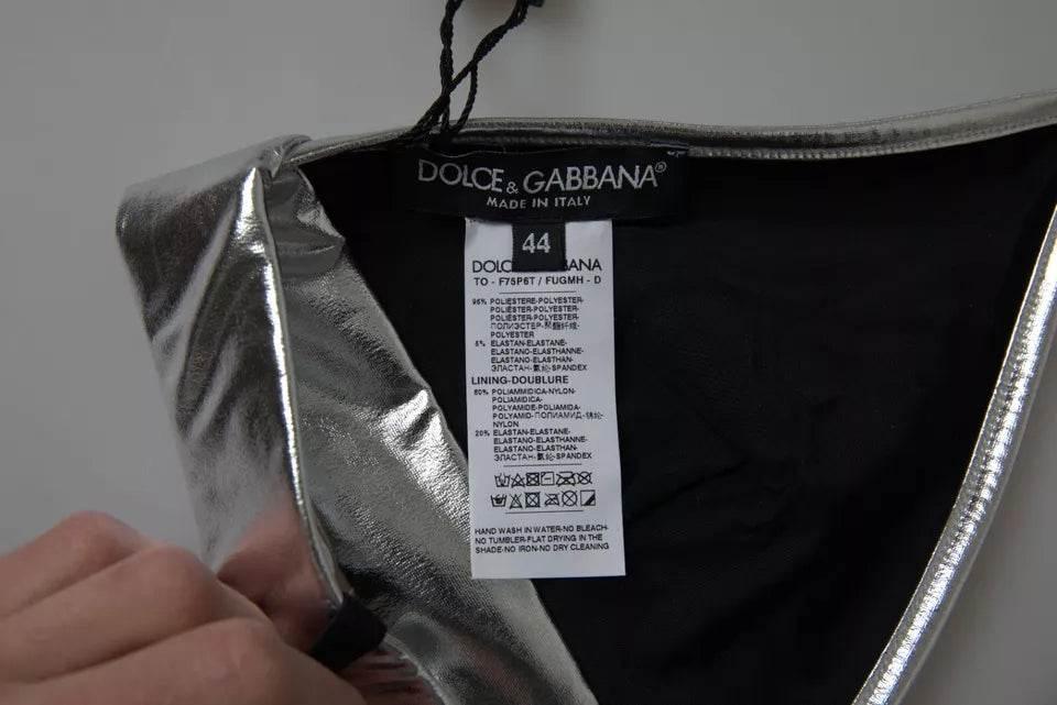Dolce & Gabbana Silver Polyester Sleeveless Bustier Crop Top - Hilstor