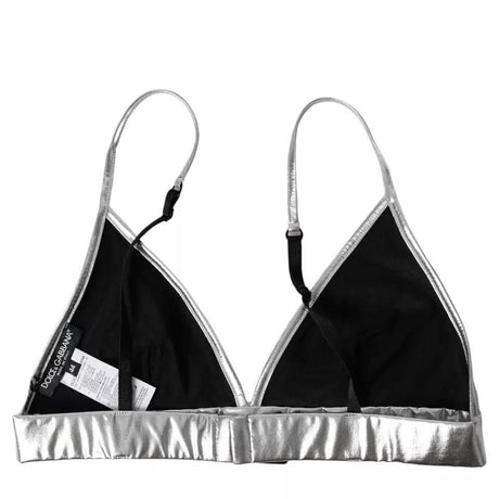 Dolce & Gabbana Silver Polyester Sleeveless Bustier Crop Top - Hilstor