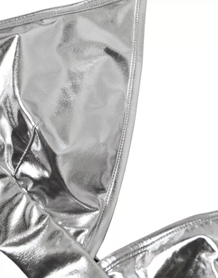 Dolce & Gabbana Silver Polyester Sleeveless Bustier Crop Top - Hilstor