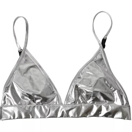 Dolce & Gabbana Silver Polyester Sleeveless Bustier Crop Top - Hilstor