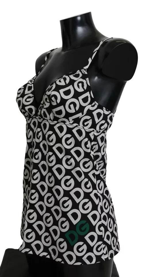 Dolce & Gabbana Black DG Mania Print Sleeveless Swimwear - Hilstor